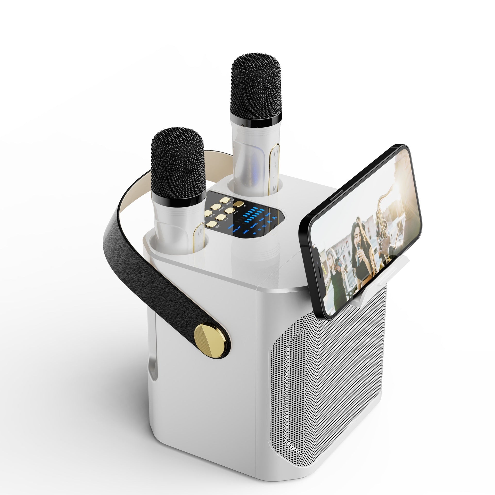 Haut-parleur Bluetooth karaoké d'extérieur grand volume double microphone domestique avec microphone machine karaoké tout-en-un
