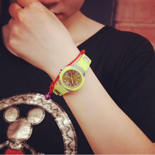 Korean Version Of The LED Light Cool Tide Damen Harajuku Trend Personality Of Students Leisure Sports Night Watch Jelly