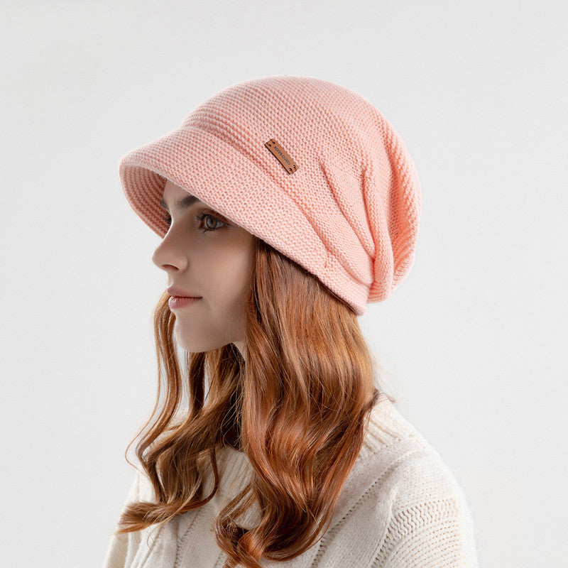 Fleece-lined Pile Heap Cap Female Outdoor Keep Warm Pullover Hat Confinement Cap