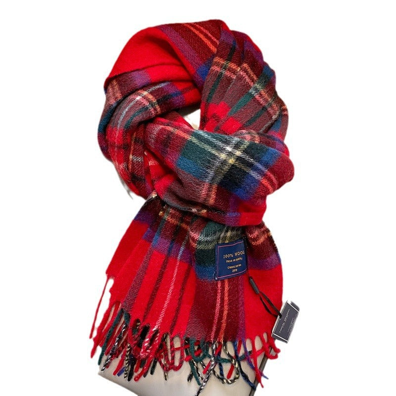 Wool Scarf Men's Winter Red New Style Fruit Green Gray