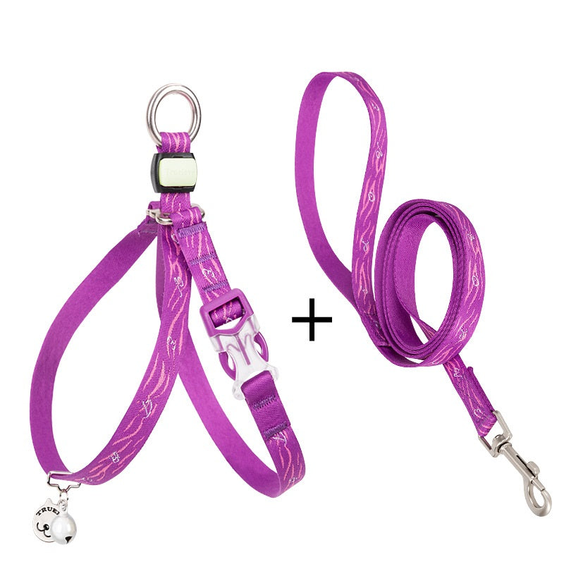 Laisse Harnais Gilet Ceinture de Poitrine pour Chat et Petit Chien avec Clochette et Corde de Traction
