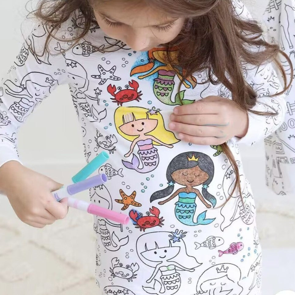 Cotton Ammonia Children Sketch Coloring Comfortable DIY Graffiti Pajamas