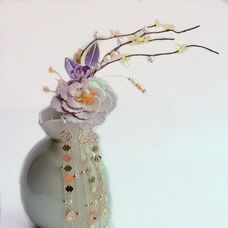 Silk Wrapped Flower Hairpin Hairpin Ancient Style Accessories Hanfu Hair