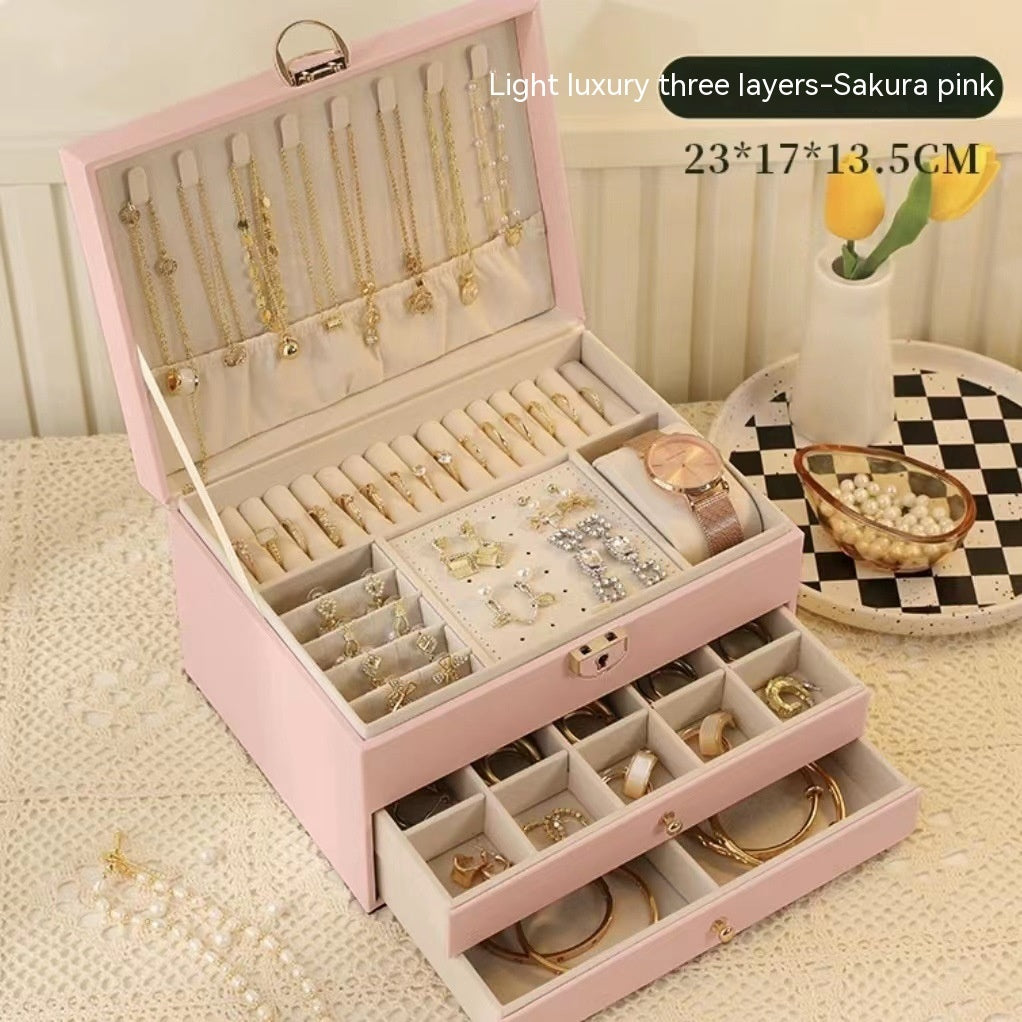 Three Layer Lockable Jewelry Storage Box