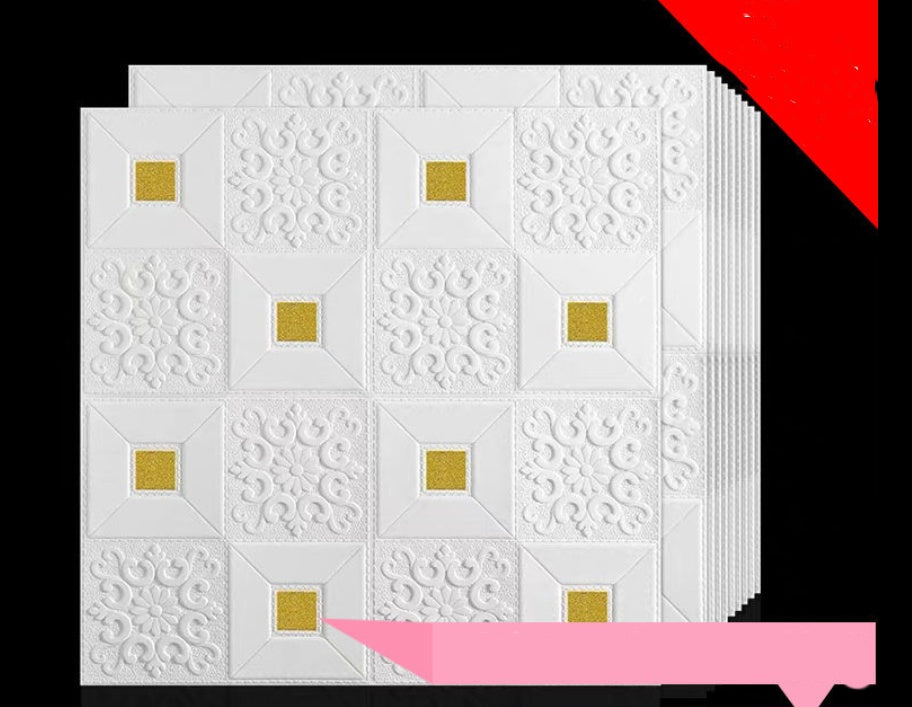Sticker mural 3D tridimensionnel feuille verte papier peint