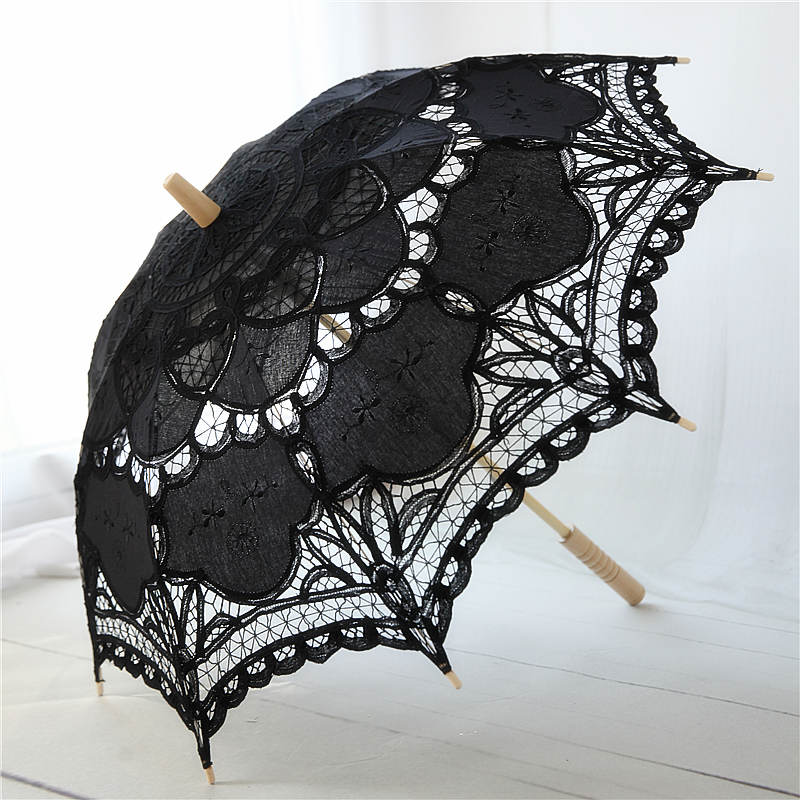 Parapluie artisanal long manche en dentelle vintage pour femme