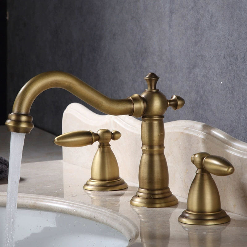Retro Bathroom Double Handle Split Three-hole Faucet