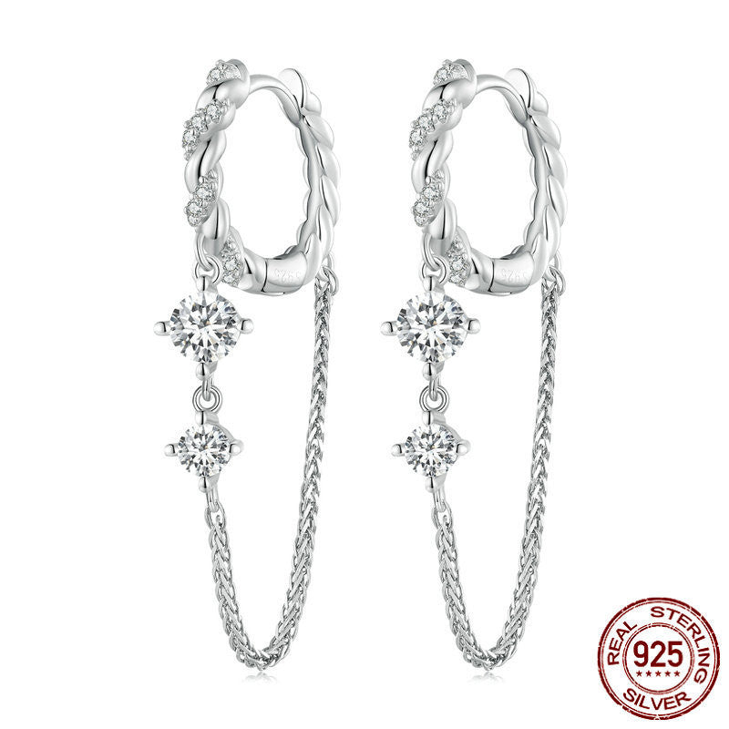 Platinum Plated Delicate Tassel Earrings For Women