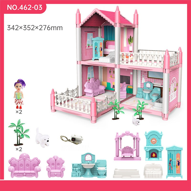 Girl Play House Assemble Diy Toy Cottage Villa Castle Model