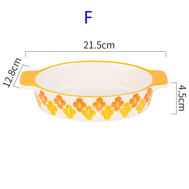 European Creative Binaural Baking Pan Ceramic Baking Oven Oval Baked Rice Pan