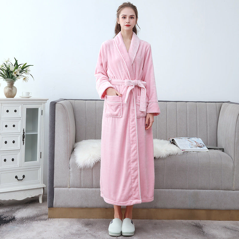 Couple Fattening And Lengthening Flannel Bathrobe