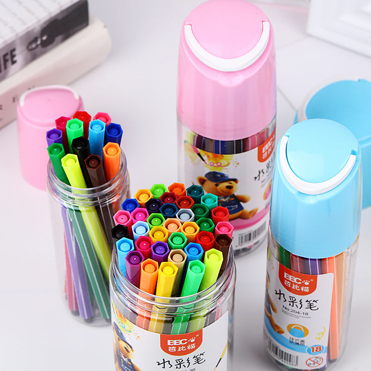 Toddler Pupils Learn To Paint With Watercolor Brushes, Crayon And Oil Pastel