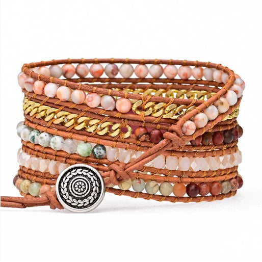 Bracelet enroulé multi-couches cœur irrégulier fantaisie