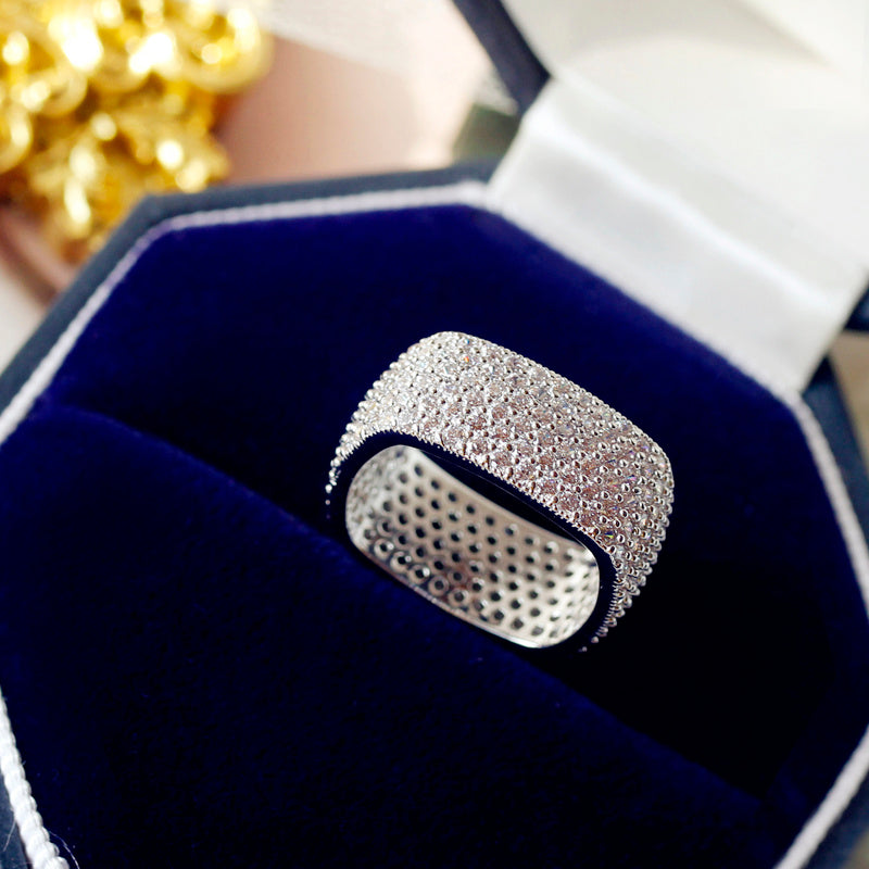 Light Luxury Niche Square Full Diamond Index Finger Ring