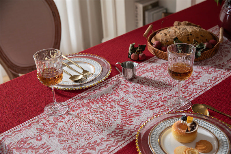 Jacquard Vintage Floral Tassel Tablecloth Rectangular Coffee Table Cloth