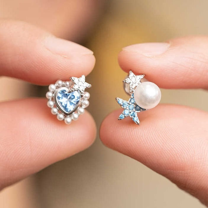 Comfortable And Painless Asymmetric Design Texture Student Clip-on Love Heart Stud Earrings