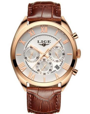 Montre Homme Grande Marque Luxe Étanche Date Quartz Cuir Sport Chronographe