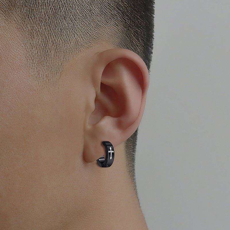 Simple Non-pierced Personality Men's Titanium Steel Earrings