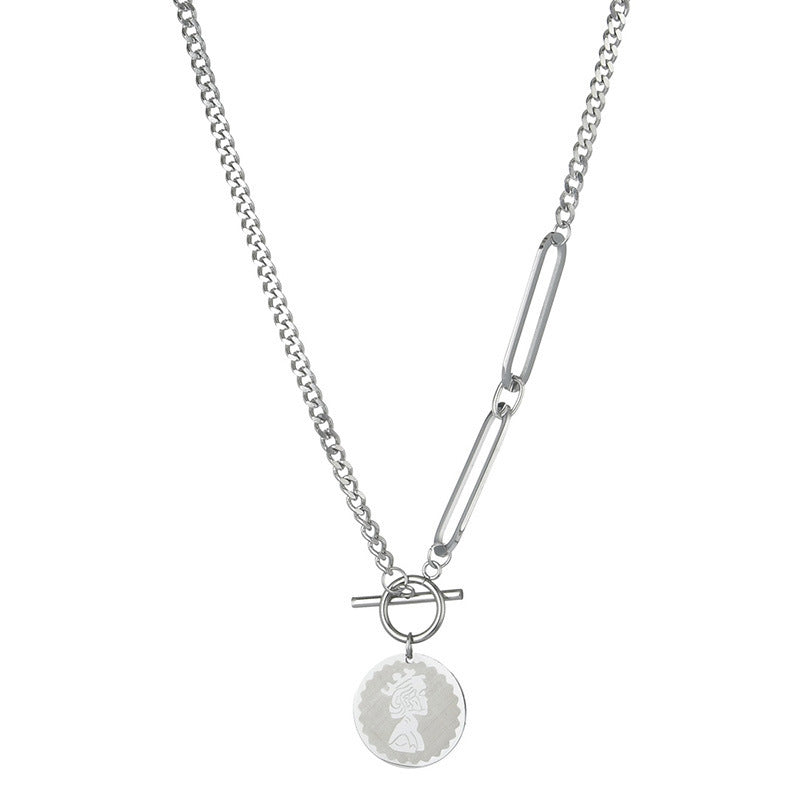 Stitching OT Buckle Clavicle Chain Net Red Tide Pendant
