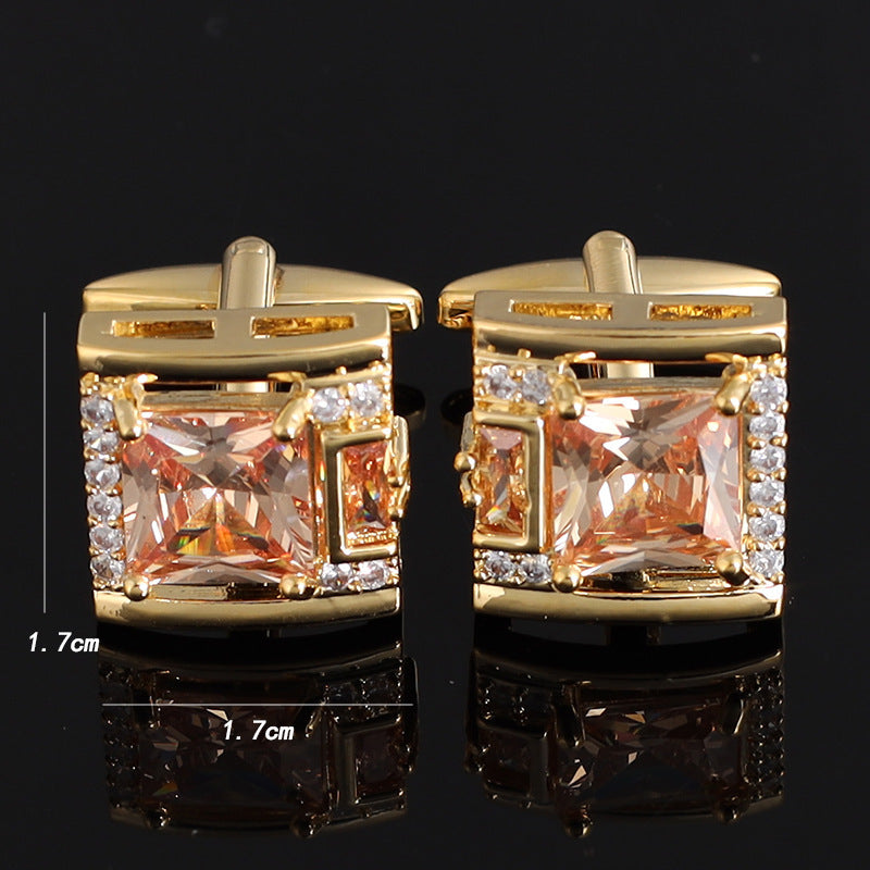 Tough Square Diamond Men's Cufflinks Light Luxury