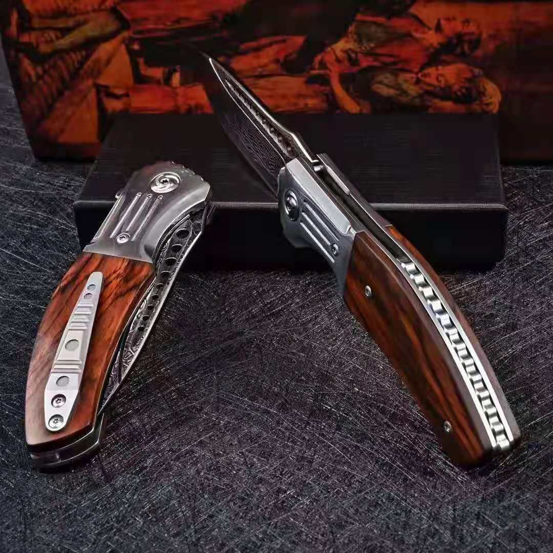 Couteau pliant forgé à la main avec motifs
