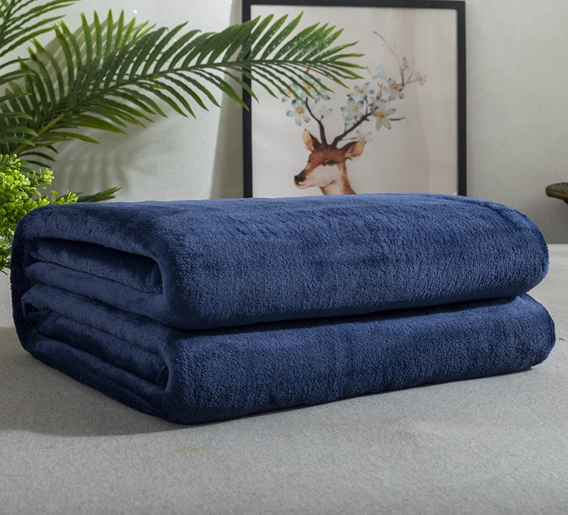 Solid Color Flannel Blanket Summer Air-conditioning Blanket Office Nap Blanket