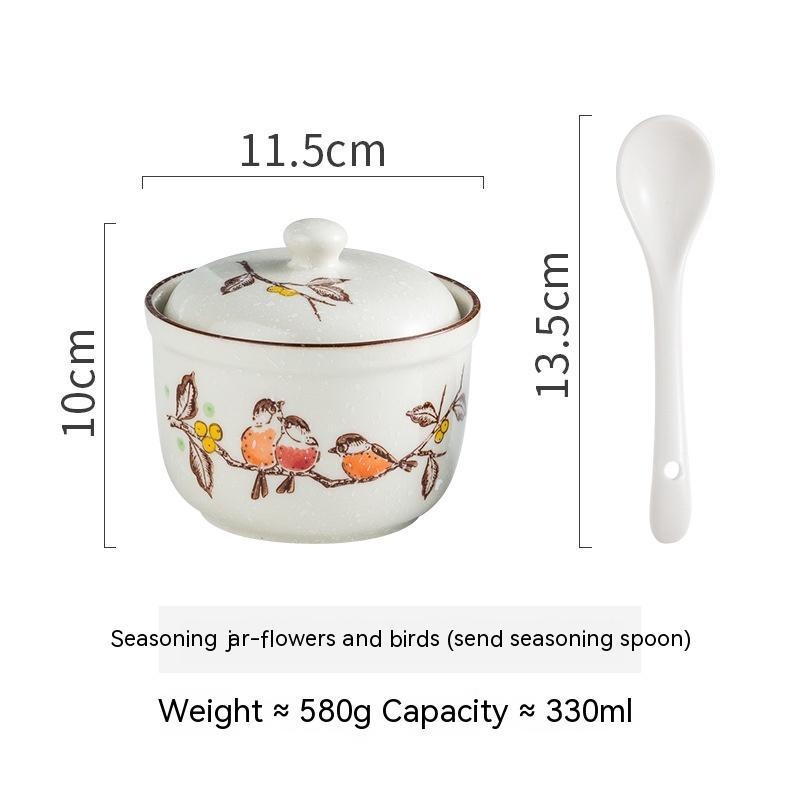 Kitchen Retro Porcelain Hand Painted Seasoning Jar