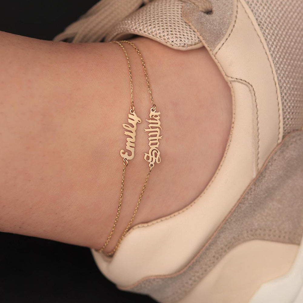 Bijoux personnalisés en acier inoxydable 316L, bracelet de cheville avec nom et alphabet anglais
