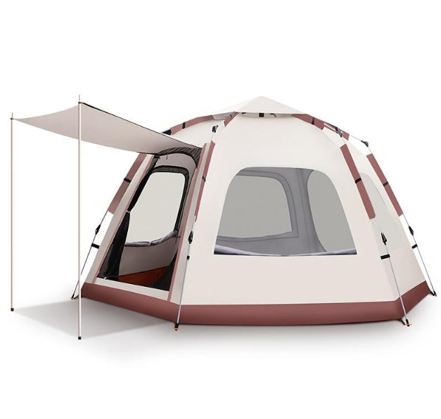 Outdoor Camping Camping Beige Khaki Large Hexagonal Tent Windproof Waterproof Anti Mosquito