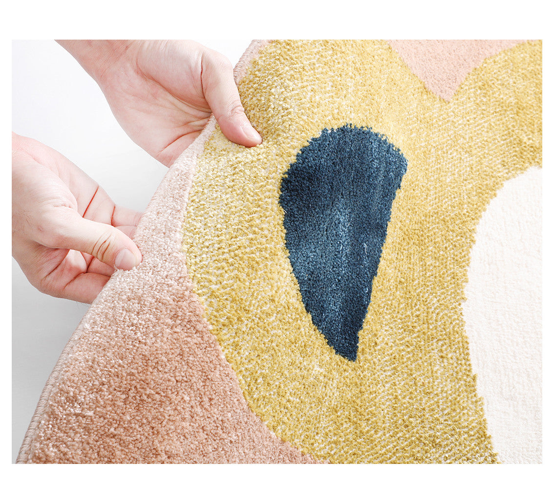 Tapis Rond pour Chambre d'Enfant Animaux de Dessin Animé