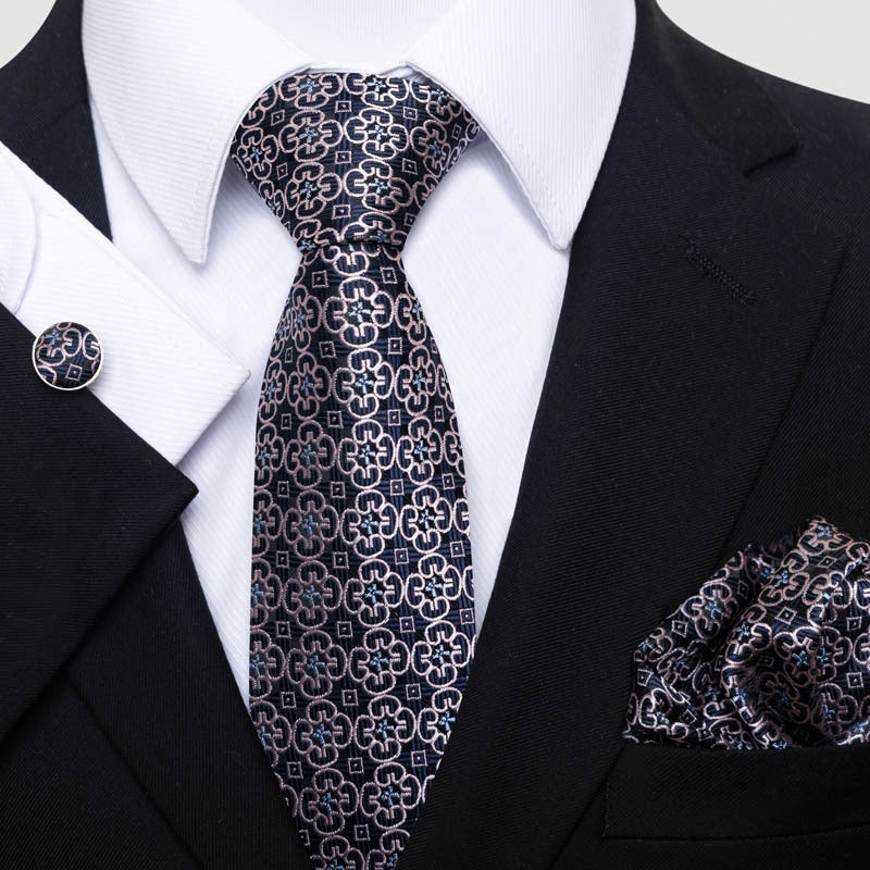 Ensemble cravate, pochette et boutons de manchette élégant pour hommes
