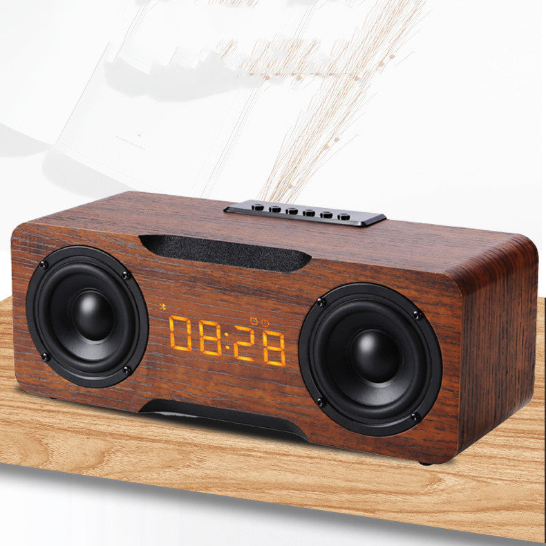 Haut-parleur Bluetooth Horloge en bois, prise en charge de la fonction carte TF/clé USB, haut-parleur de bureau à domicile