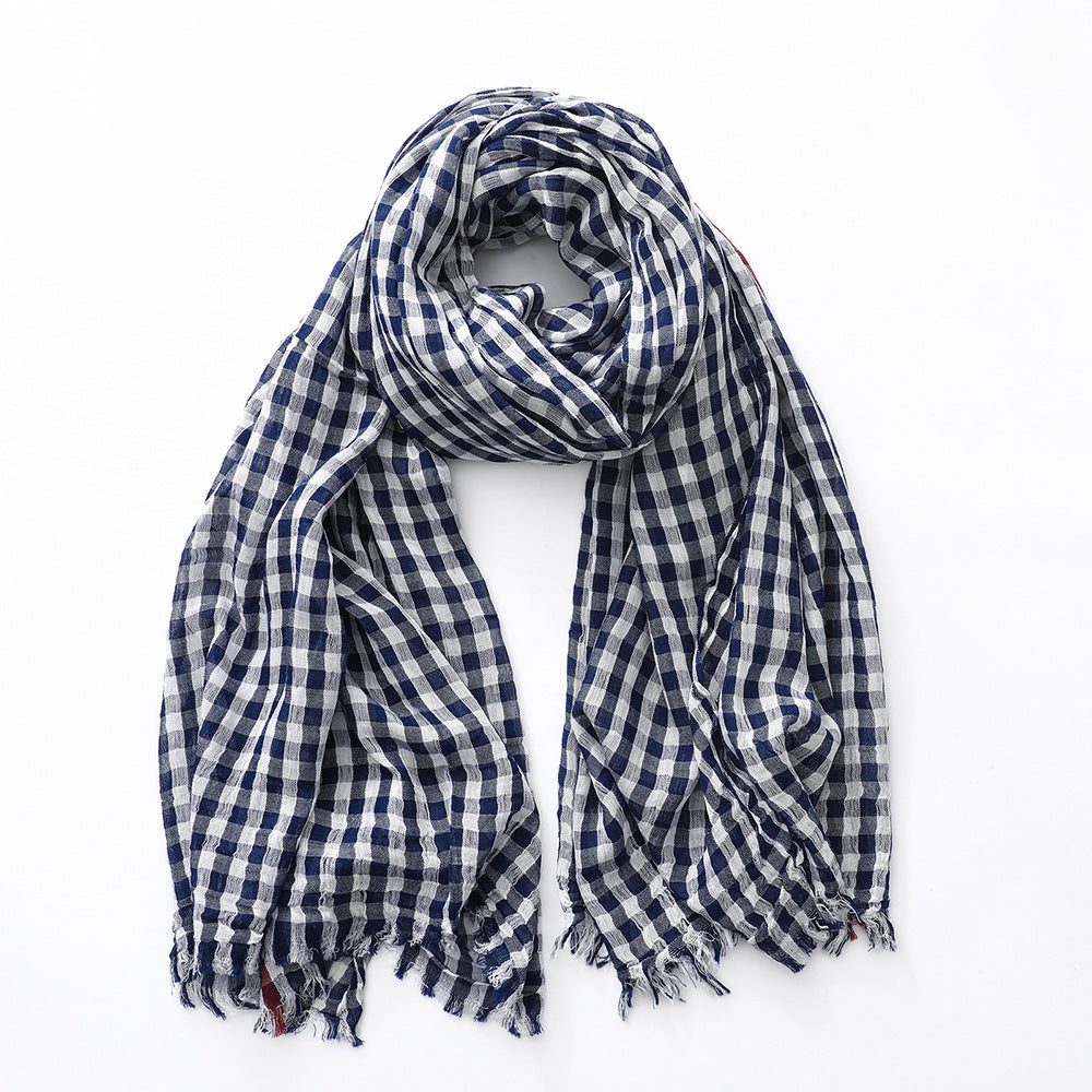 Plaid Scarf Men And Women Cotton Thin