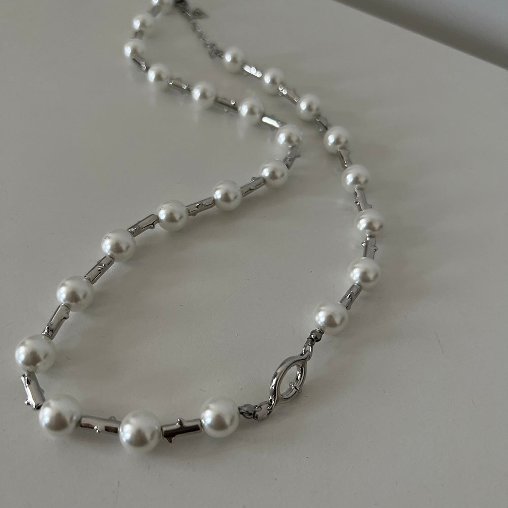 Collier à maillons hip-hop femme avec perles