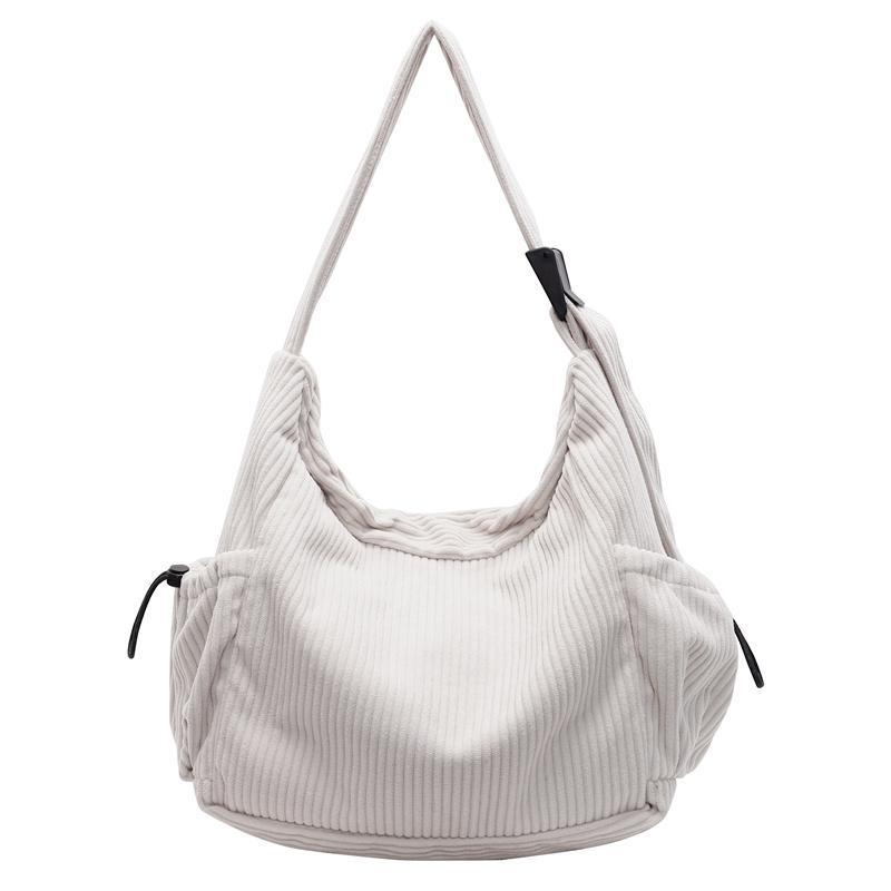 Sac bandoulière simple grande capacité en velours côtelé pour femmes