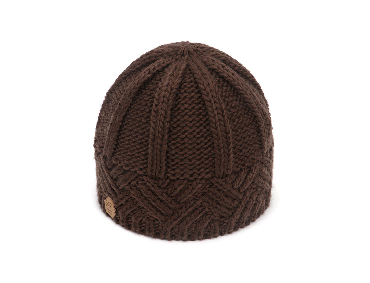 Retro Style Rhombus Lattice Thick Needle Wool Knit Hat