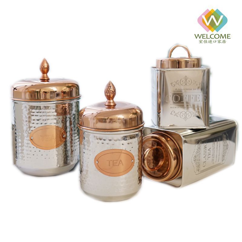Boîtes de rangement en métal et verre pour café et thé, fournitures de cuisine, décoration de table