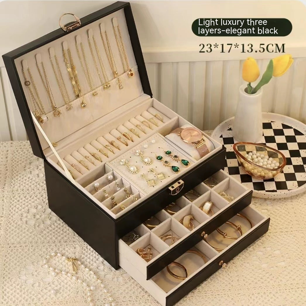 Three Layer Lockable Jewelry Storage Box