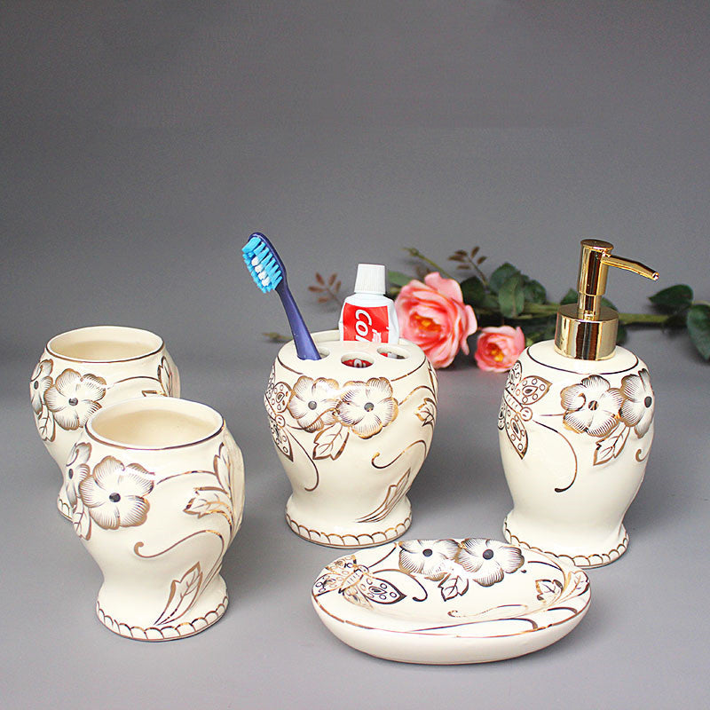 European Style Ceramic Toiletry Set With Tray