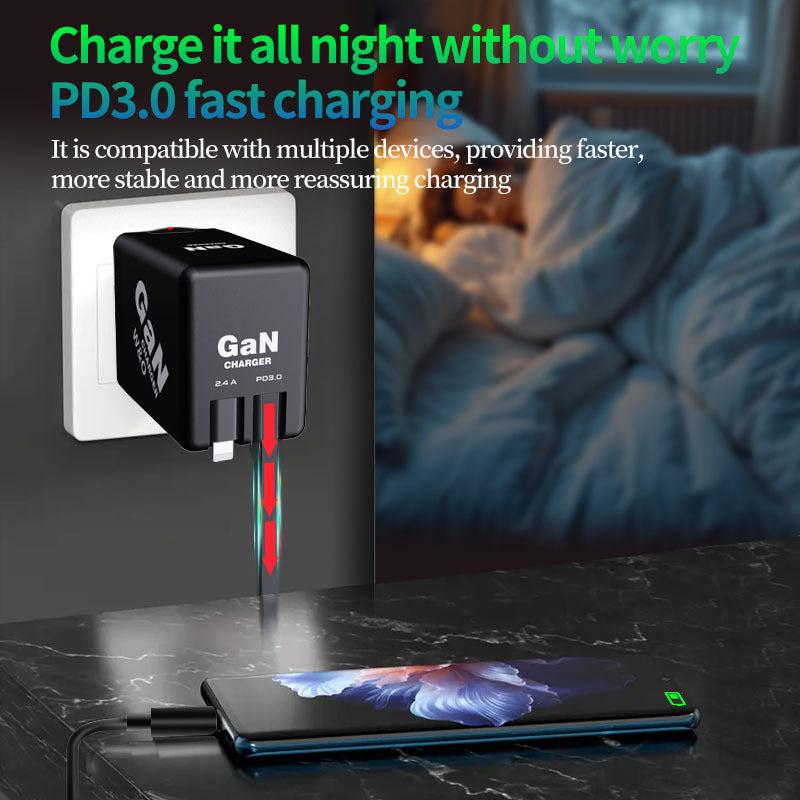 F3 Gallium Nitride Charging Plug Fast Charge 80cm Double Flexible Wire