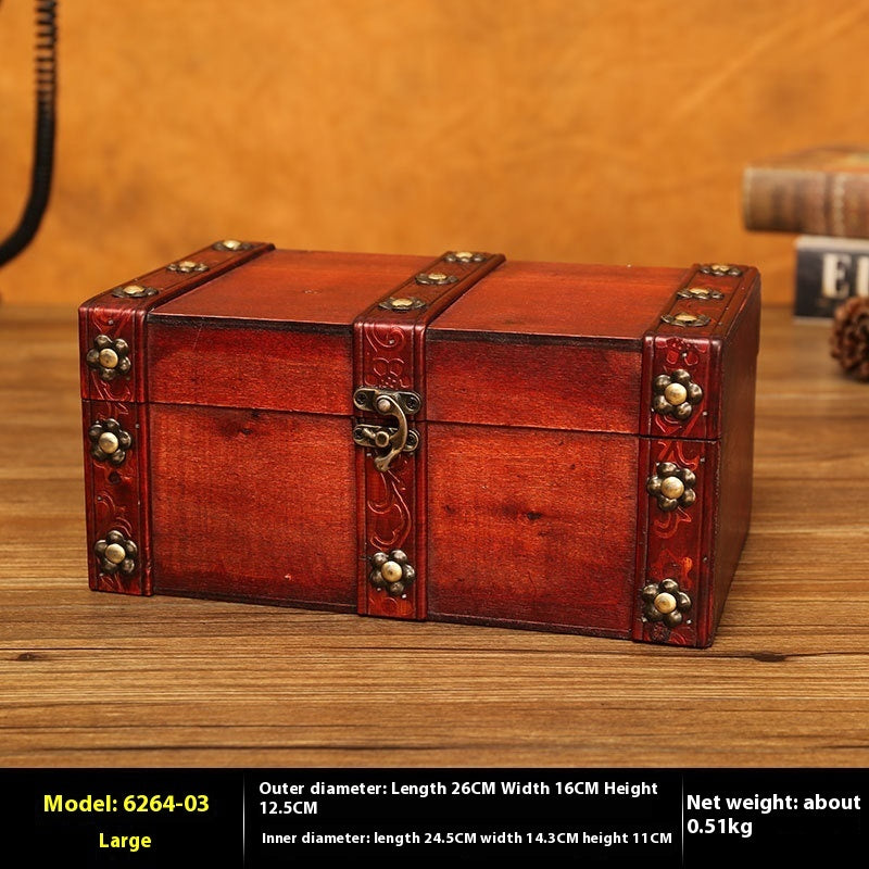 Boîte de rangement de bijoux en bois vintage de style européen pour bibelots