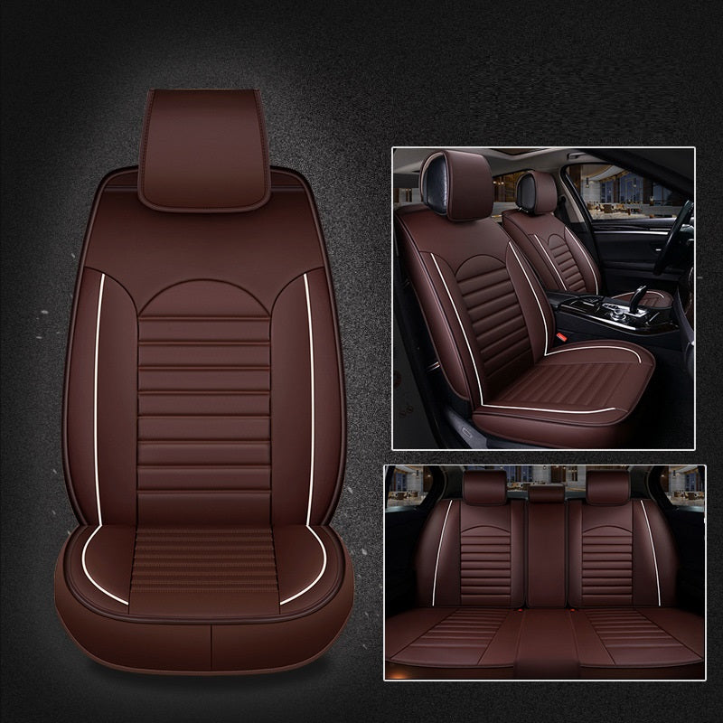 Coussin de siège de voiture universel à cinq places entièrement fermé Housse de selle en cuir universelle quatre saisons