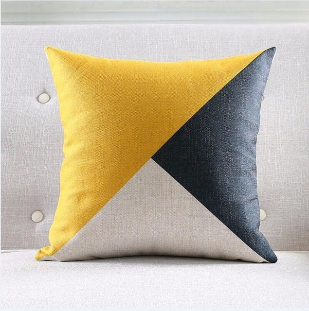Coussin décoratif nordique à rayures géométriques en lin épais pour canapé