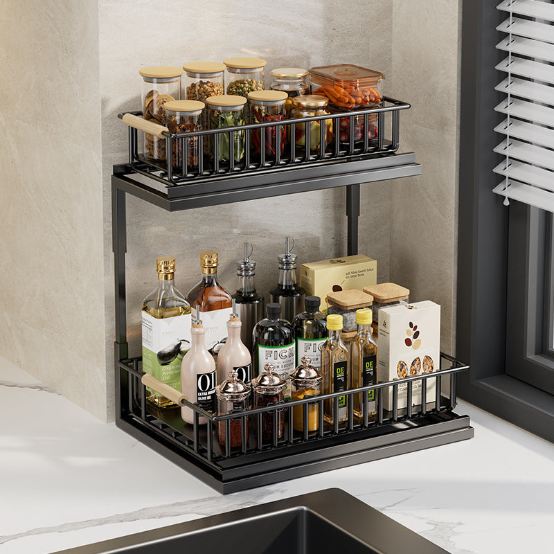 Kitchen Multi-functional Seasoning Rack Pull-out Basket