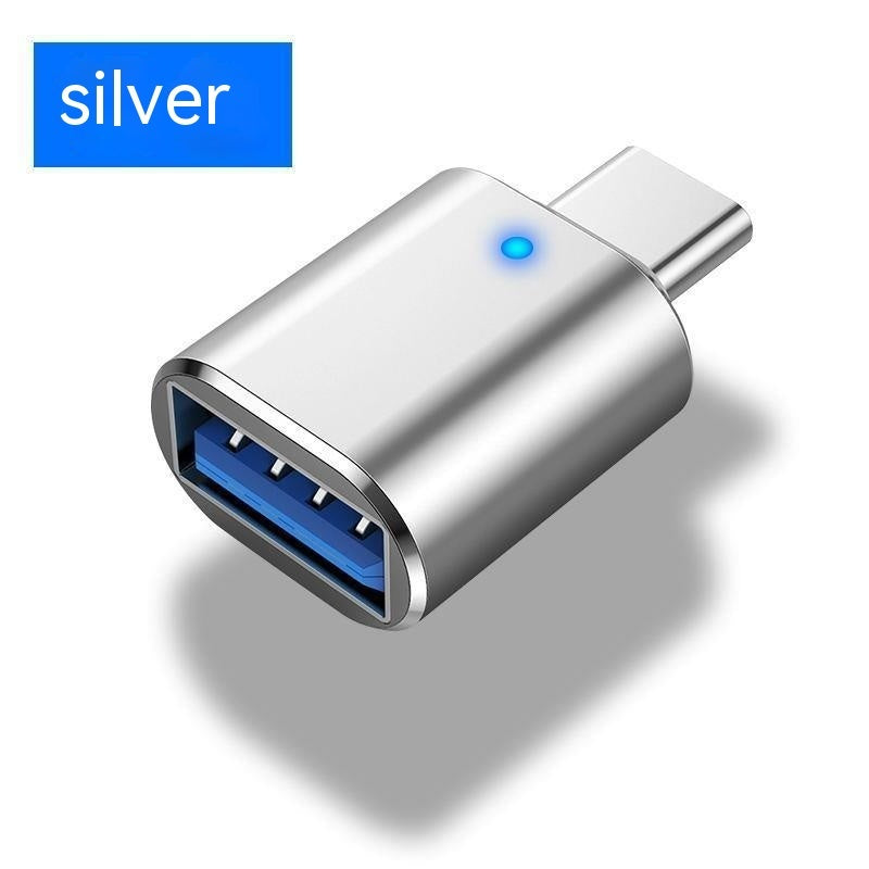 Adaptateur OTG Type-C vers USB 3.0 avec voyant lumineux pour téléphone portable, souris, clavier, carte son, chargeur de voiture