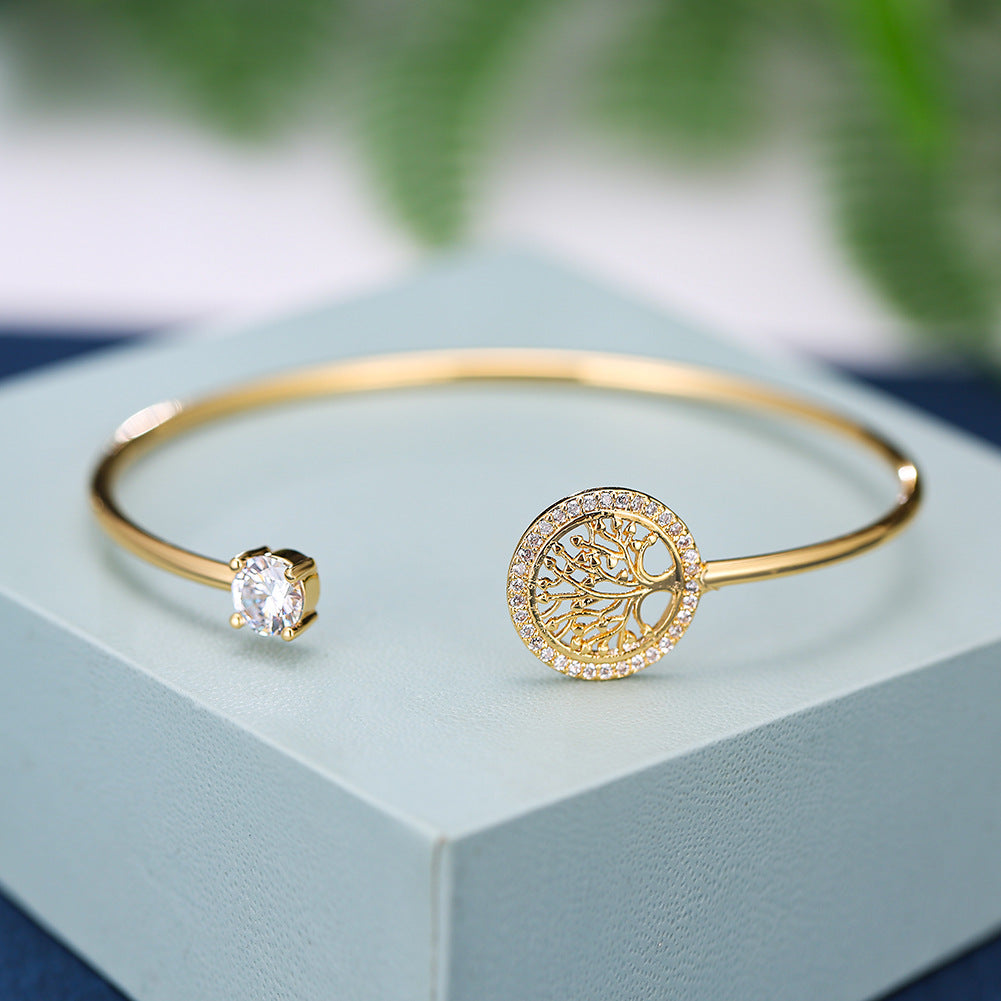 Bracelet en diamant blanc Gold Hope Tree pour femme, bijoux élégants de style rétro