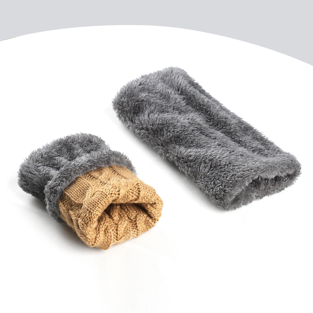 Gants en peluche d'hiver, tricot torsadé, mitaines sans doigts en polaire pour femmes, gants en laine épaisse et chaude