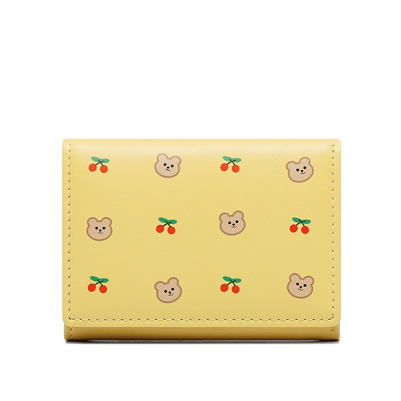 Short Wallet Cute Bear Cherry Mini