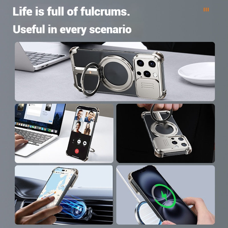 Magnetic Bezel-free 360-degree Rotating Bracket Phone Case