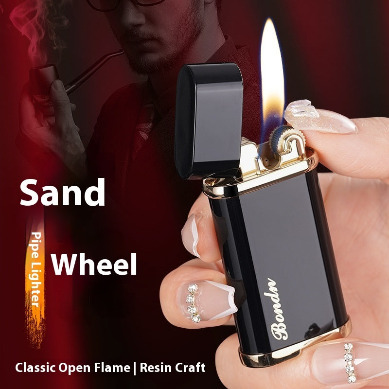 New Grinding Wheel Oblique Fire High-grade Electroplating Resin Craft Retro Men's Gift Open Flame Gas Lighters